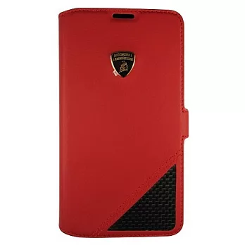 Lamborghini藍寶堅尼 Samsung S5 AV D6 側掀真皮皮套(紅)