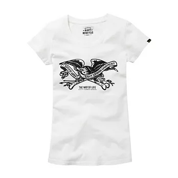 【CACO】NAVY．獨家經銷．哈雷老鷹骷髏短T(女)S白
