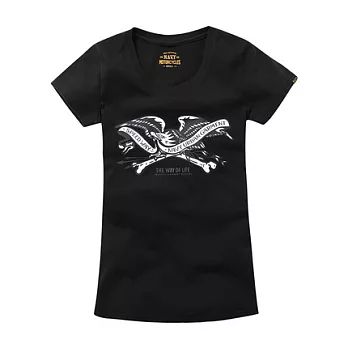 【CACO】NAVY．獨家經銷．哈雷老鷹骷髏短T(女)S黑