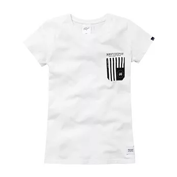 【CACO】NAVY．獨家經銷．航母國旗口袋短T(女)S白