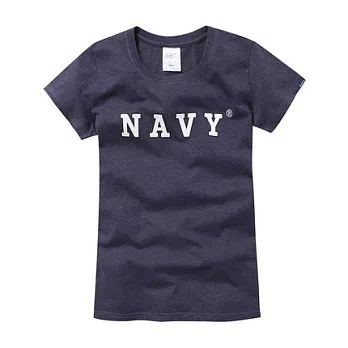 【CACO】NAVY．獨家經銷．NAVY字體燙絨短T(女)S花紗藍