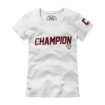 【CACO】CACO SURF．美式休閒．盾牌CHAMPION短T(女)S麻花白