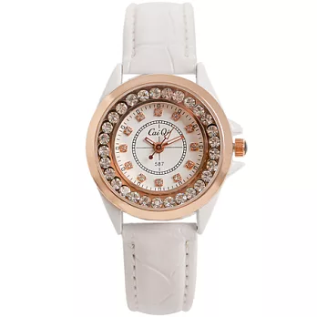 Watch-123 星空童話-戀戀晶鑽小香風腕錶(白色-30mm)