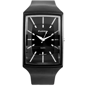 Watch-123 深情藍調-沁樣酷帥玩味方形腕錶(黑色)