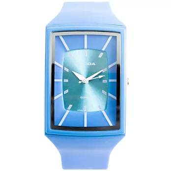 Watch-123 深情藍調-沁樣酷帥玩味方形腕錶(水藍色)