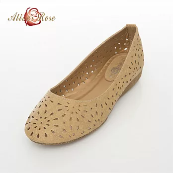 Alice’s Rose 優雅簡約雕花楔型鞋36黃色