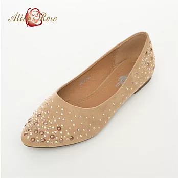 Alice’s Rose 金屬鑽面質感尖頭鞋36杏色