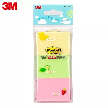 3M Post-it利貼 利貼便條紙三色裝1.5x2 653-3C