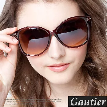 【Gautier】朴有天明星款！小臉大框T邊太陽眼鏡-茶咖