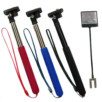 ROWA T-200LM附鏡伸縮自拍棒+MINI手機托架(自拍加強組)黑色