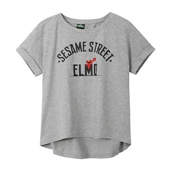 【CACO】芝麻街．授權款．HI!ELMO剪裁上衣(女)FREE米麻灰