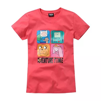 【CACO】探險活寶．授權款．AT四格人物短T(女)S粉紅