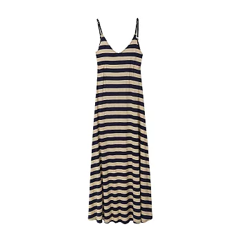 【CACO】CACO SURF．美式休閒．吊帶橫條紋長洋裝(女)FREE丈青