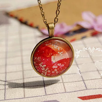 A+ accessories 童話之森-復古系森女zakka風手繪插畫長版鍊 (和風碎花)