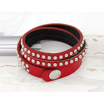 A+ accessories 龐克風歐美個性小鉚釘多層次圈繞手鍊(紅色)