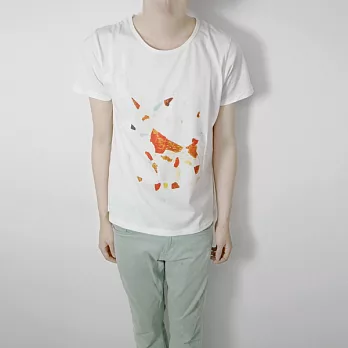 【Ian Design】 梅花鹿 男裝 有機棉短袖T Organic Cotton L白色