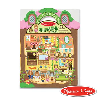 美國瑪莉莎 Melissa & Doug 可重複貼泡泡貼紙遊戲書-可愛花栗鼠樹屋