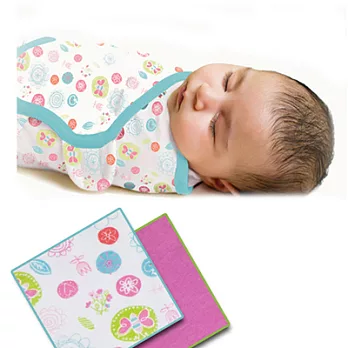 美國 Summer Infant SwaddleMe 嬰兒包巾 2入組 【陽光花園 純棉薄款】, 小號 - 可調式懶人包巾