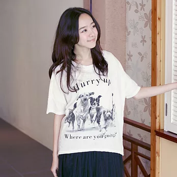 ROSE。正韓國製 貓與狗T恤上衣白系