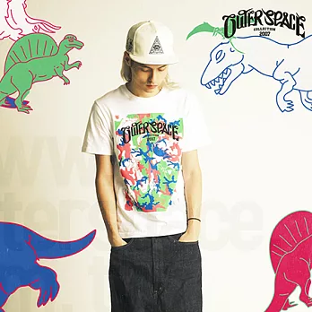OUTERSPACE 彩色迷彩拼接T (黑/白)M白