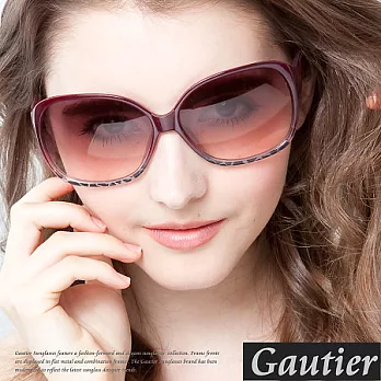 【Gautier】全智賢丰尚！小臉大框菱格太陽眼鏡-酒紅灰紋