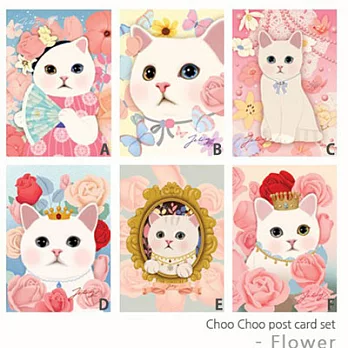 Jetoy,choo choo甜蜜貓花系列明信片- E