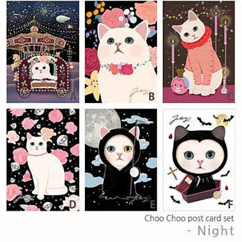 Jetoy,choo choo甜蜜貓夜晚系列明信片- A