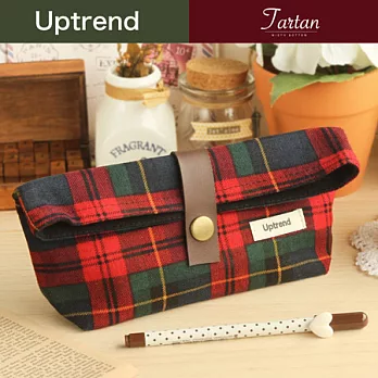 Uptrend W.B. 寬底收納袋│經典不滅‧紅格紋Tartan