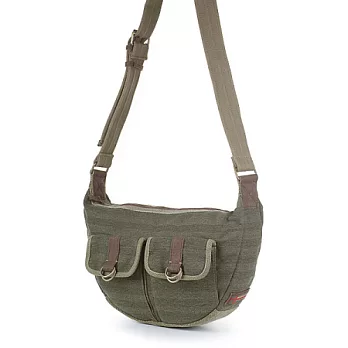 HEDGREN 棉麻系列雙口袋側背包綠色