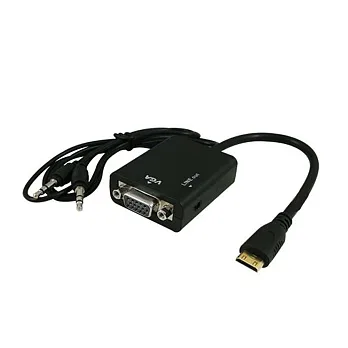 Bravo-u Mini HDMI(公) 對 VGA(母)+Audio 視頻轉接線20cm_黑