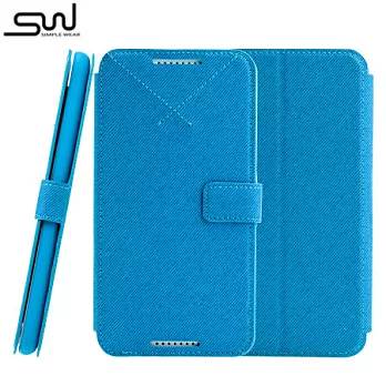 SIMPLE WEAR HTC Desire 816 專用 ESSENCE 側掀站立式皮套 - 藍