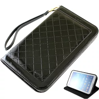 KooPin Samsung Galaxy Tab3 7.0 隱磁系列 手提式菱格包時尚黑