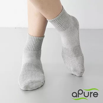 【aPure除腳臭專門健康襪】多功吸濕排汗科技運動除臭襪L灰色