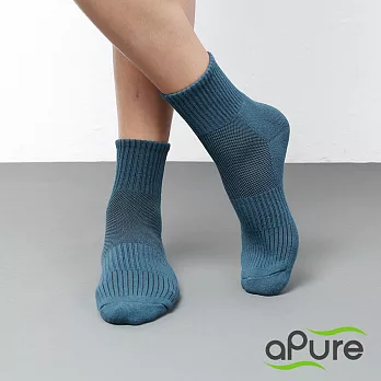 【aPure除腳臭專門健康襪】多功吸濕排汗科技運動除臭襪L藍色