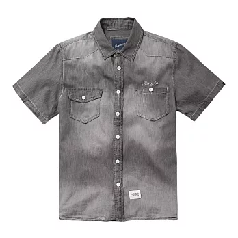 【CACO】NAVY．獨家經銷．水洗牛仔短袖襯衫(男)S灰