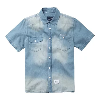 【CACO】NAVY．獨家經銷．水洗牛仔短袖襯衫(男)S淺藍