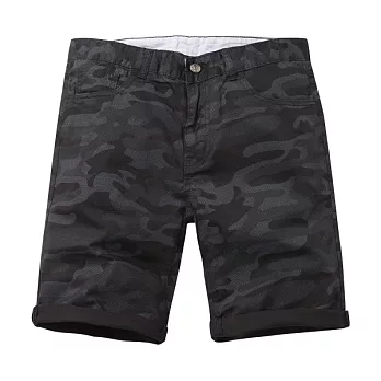 【CACO】CACO ST．美式街頭．迷彩水印休閒短褲(男)S黑