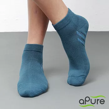 【aPure除腳臭專門健康襪】斜紋氣流導引運動除臭襪L灰藍色