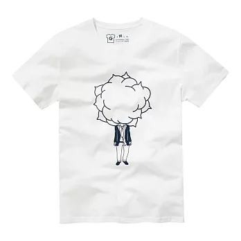 【CACO】GRAPHIC T．設計圖像．爆米花先生棉短T(男)L白