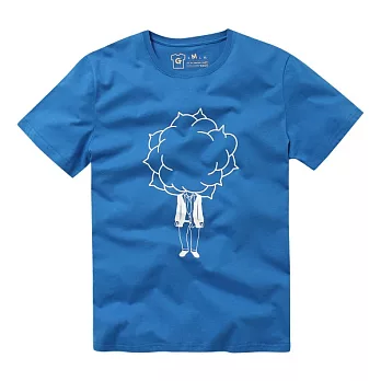 【CACO】GRAPHIC T．設計圖像．爆米花先生棉短T(男)S藍色