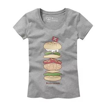 【CACO】GRAPHIC T．設計圖像．美味漢堡棉短T(女)S深麻灰
