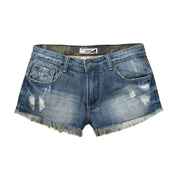 【CACO】NAVY．獨家經銷．刷破迷彩牛仔短褲(女)S淺藍