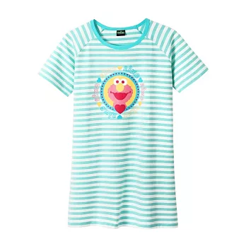 【CACO】芝麻街．授權款．ELMO鏡框條紋洋裝(女)FREE淺藍