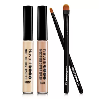 NH專業彩妝 亮采潤澤遮瑕霜(自然色+校色打底)2支組 +遮瑕刷具組(2支入)