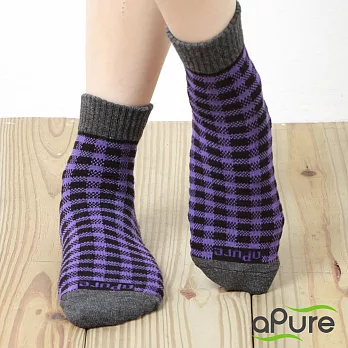 【aPure除腳臭專門健康襪】網格兒童除臭襪S紫