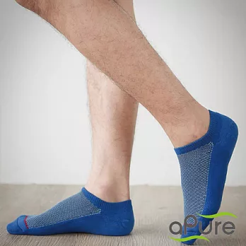 【aPure除腳臭專門健康襪】男1分腳背網格運動踝除臭襪L藍色