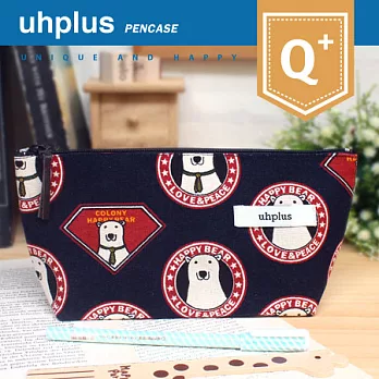 uhplus Q-plus寬底筆袋/ 快樂北極熊(深藍)