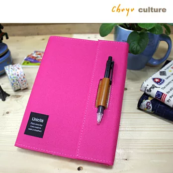 珠友 B6/32K 真皮筆插手札本/筆記本(橫線)-96張桃紅