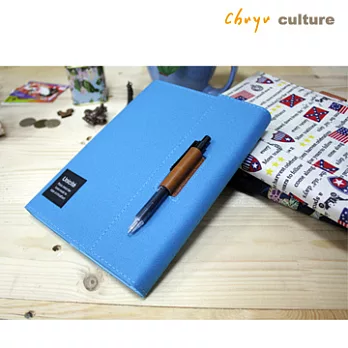 珠友 B6/32K 真皮筆插手札本/筆記本(橫線)-96張淺藍