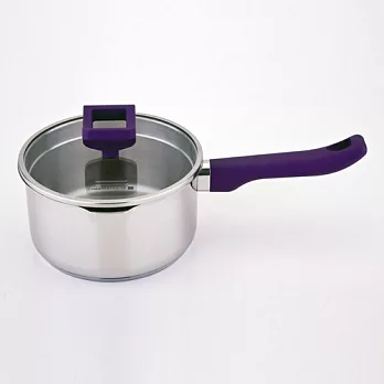 英國查特屋可瀝水多功能不鏽鋼紫色單柄湯鍋-18cm
